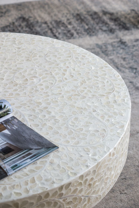 Unique Capiz Coffee Table & Pedestal Base