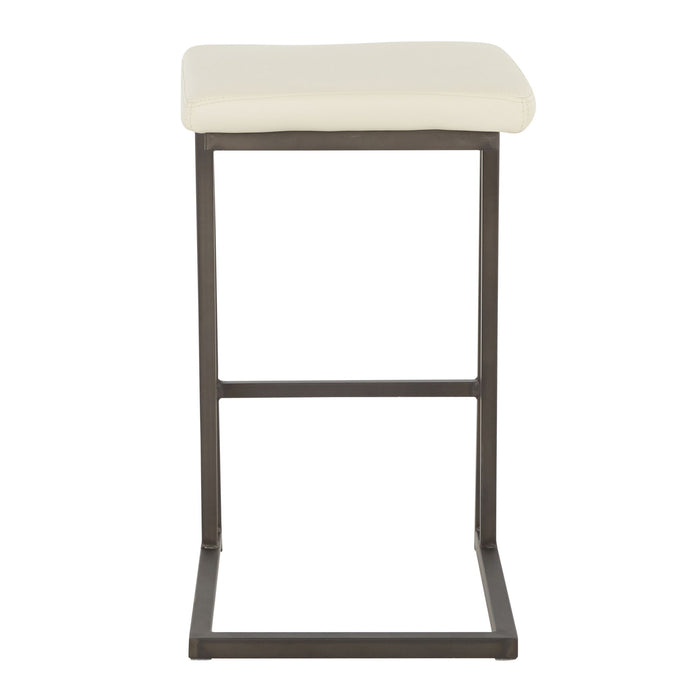 Roman - Industrial Counter Stool (Set of 2) - Antique Metal / Cream