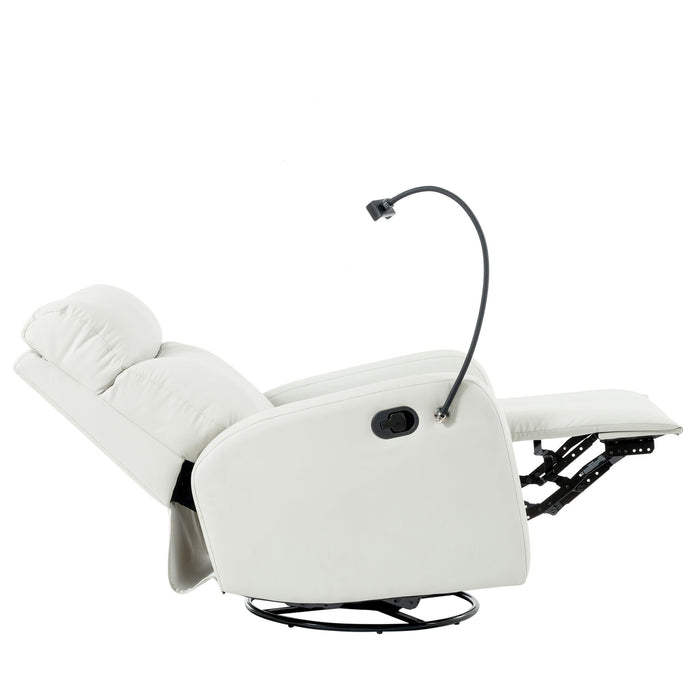 Rocking Recliner Chair, 360 Degree Swivel Nursery Rocking Chair, Glider Chair, Modern Small Rocking Swivel Recliner Chair For Bedroom, Living Room Chair Home Theater Seat, Phone Holder - Light Gray