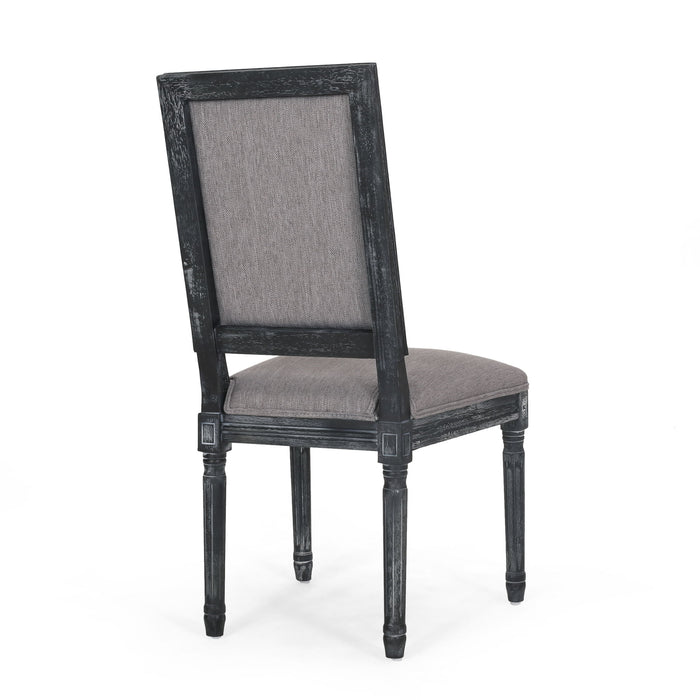 French Country Style Dining Chair With Upholstered Seating And Fluted Legs
