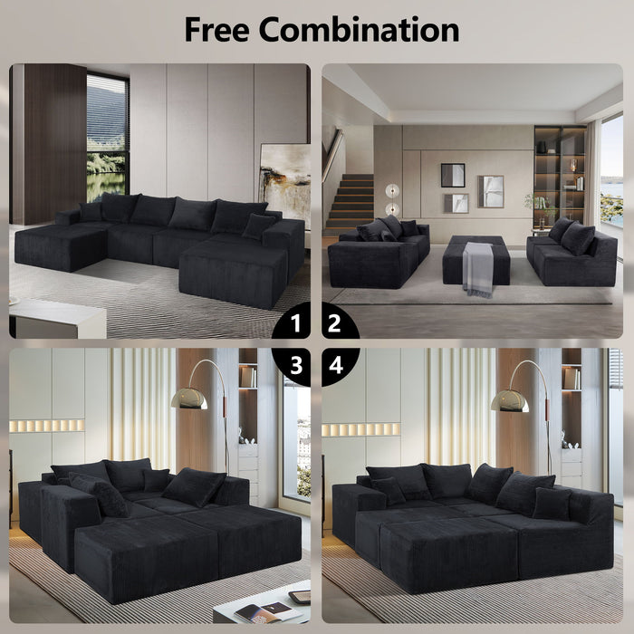 Modular Sectional Sofa, Convertible Couch With Chaise Corduroy