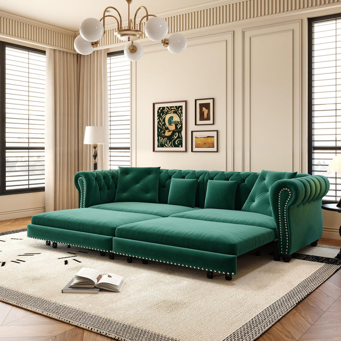 3 In 1 Pull Out Sofa Bed With Movable Ottoman