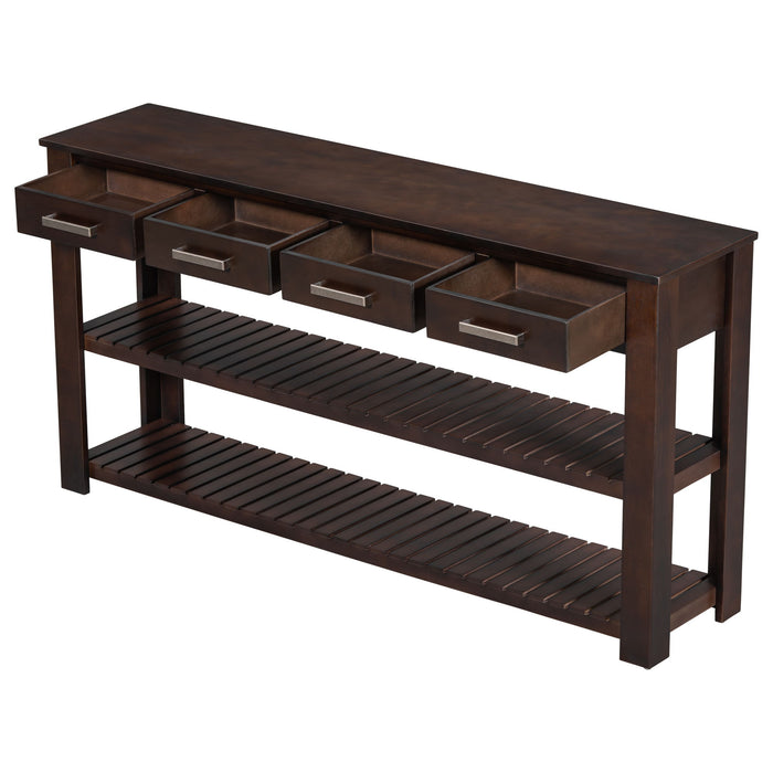 U_Style Stylish Entryway Console Table With 4 Drawers And 2 Shelves, Suitable For Entryways, Living Rooms