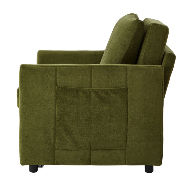 Upholstered Convertible Sleeper Sofa With 5 Position Backrest, Side Pockets, Storage