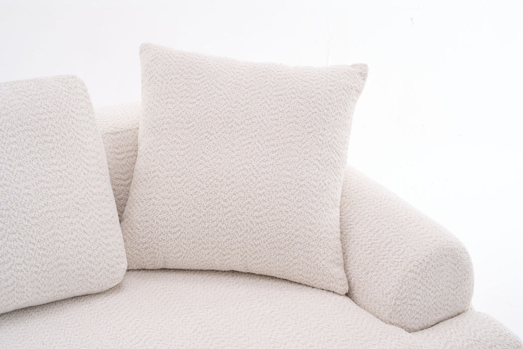 Compression Sofa: 4 Seater Combined Sofa, Crochet Yarn Fabric, Full Sponge Compression Sofa, Combined Sofa With 4 Pillows For Home Living / Home Furniture / Apartment - Beige