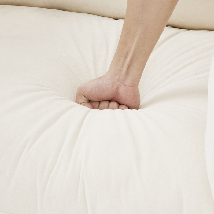 Modern Cozy Upholstered Armchair Sofa With Movable Ottoman