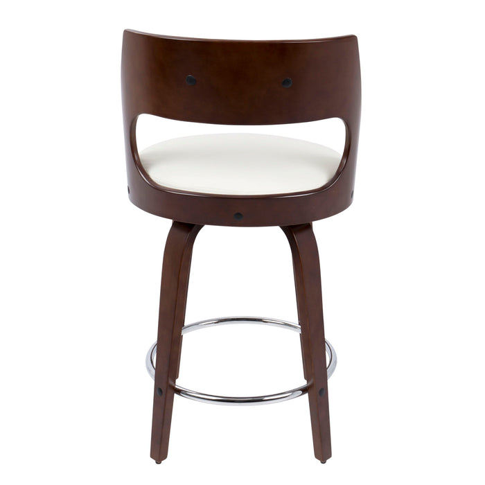 Cecina - Mid-Century Modern Fixed Height Counter Stool With Swivel And Round Footrest (Set of 2)