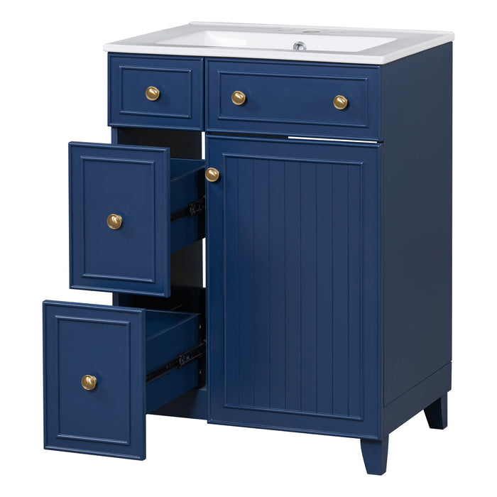 Transitional Style Bathroom Vanity Cabinet With Ceramic Sink