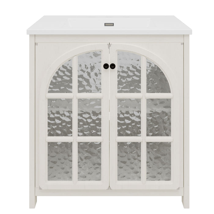 Vintage Farmhouse Bathroom Vanity With Ceramic Sink