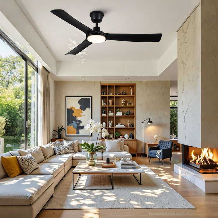 All Weather Outdoor Waterproof Ceiling Fan With Light And Quiet Motor For Patio Porch - Black