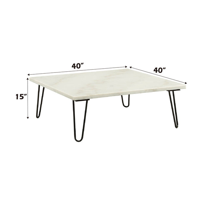 Telestis - Coffee Table - White Marble Top & Black