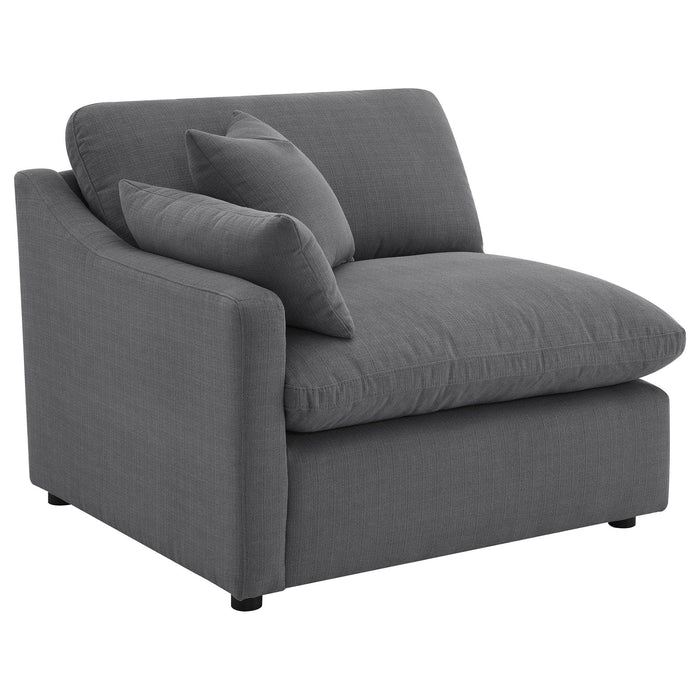 6 Piece Upholstered Modular Sectional Sofa With Reversible Cushions And Ottoman - Charcoal