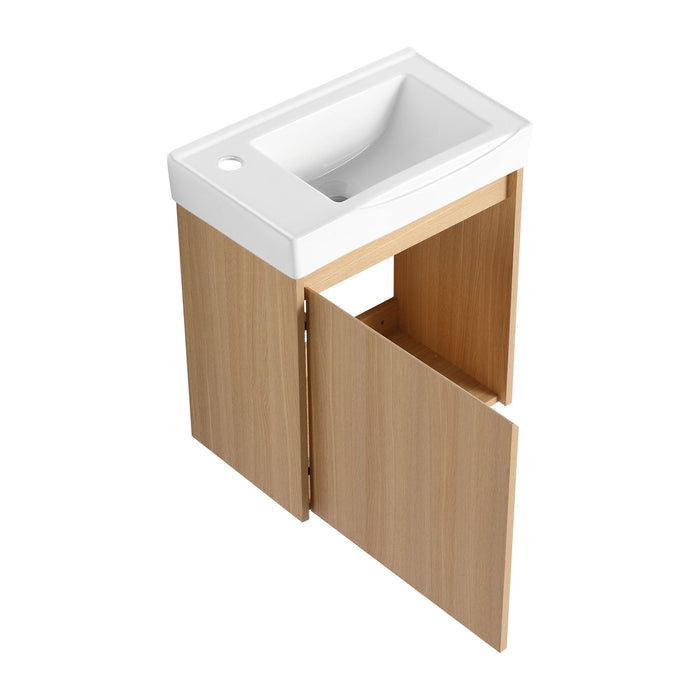 Modern Bathroom Vanity With Ceramic Basin, Wall Mounted Floating Sink Combo, Storage Cabinet