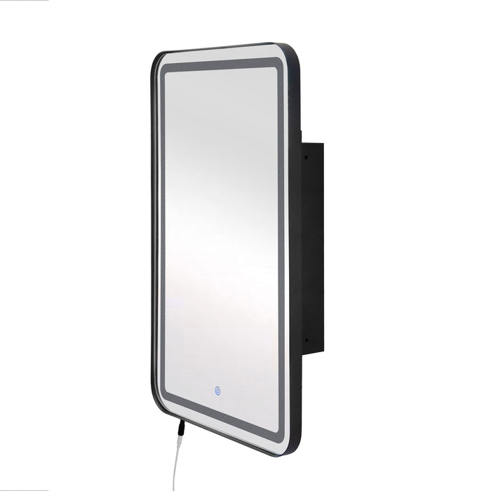 Rectangle Medicine Cabinet Mirror Bathroom Mirror With Storage Wall Mounted Medicine Mirror Cabinet With LED - Black
