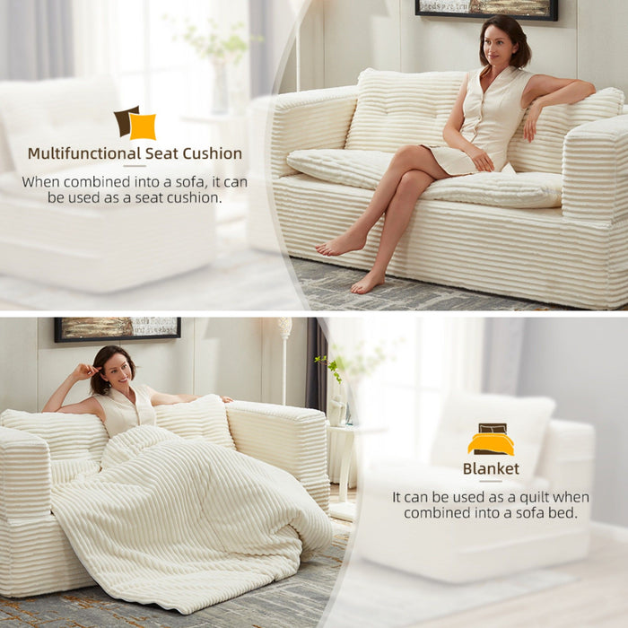 Multi Functional Sectional Sofa Bed With Independent Chaise Lounge And Functional Blanket