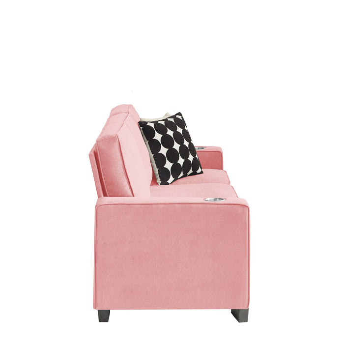 Modern Snowfleece Fabric 3 Seater Sofa With Cup Holder