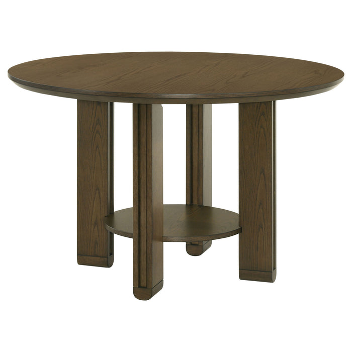 Crispin - 5 Piece Round Dining Table Set With Upholstered Chairs - Brown