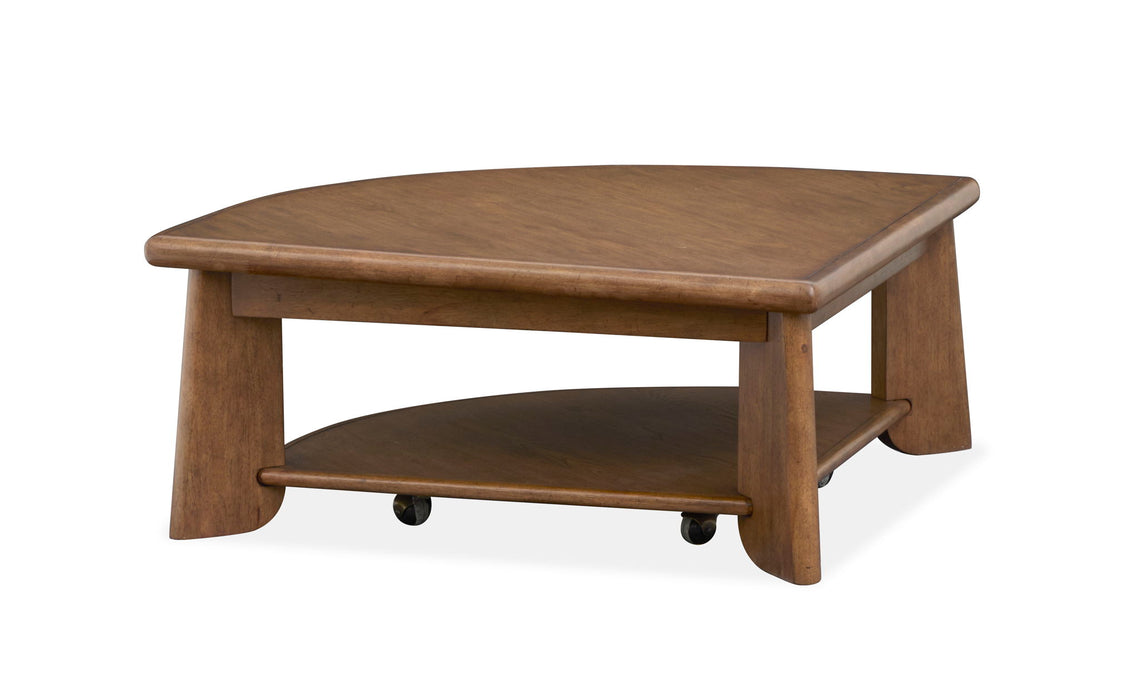 Tanner - Pie Shaped Lift Top Cocktail Table With Casters - Tawny Brown