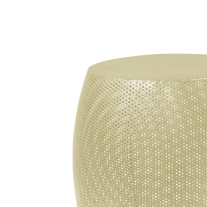 Modern Round Metal Hollow Side Table Set With Openwork Design - Gold