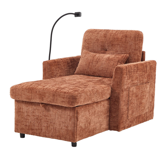 Multifunctional Chenille Recliner Sofa With Storage And Phone Bracket