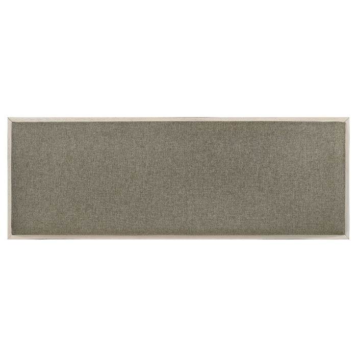 Franco Fabric Upholstered Bench with Shelf Distressed White