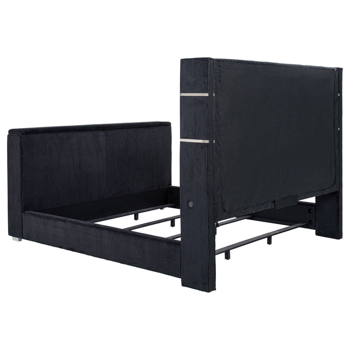 Tisdall Eastern King Flame Visualizer Wingback TV Bed Black