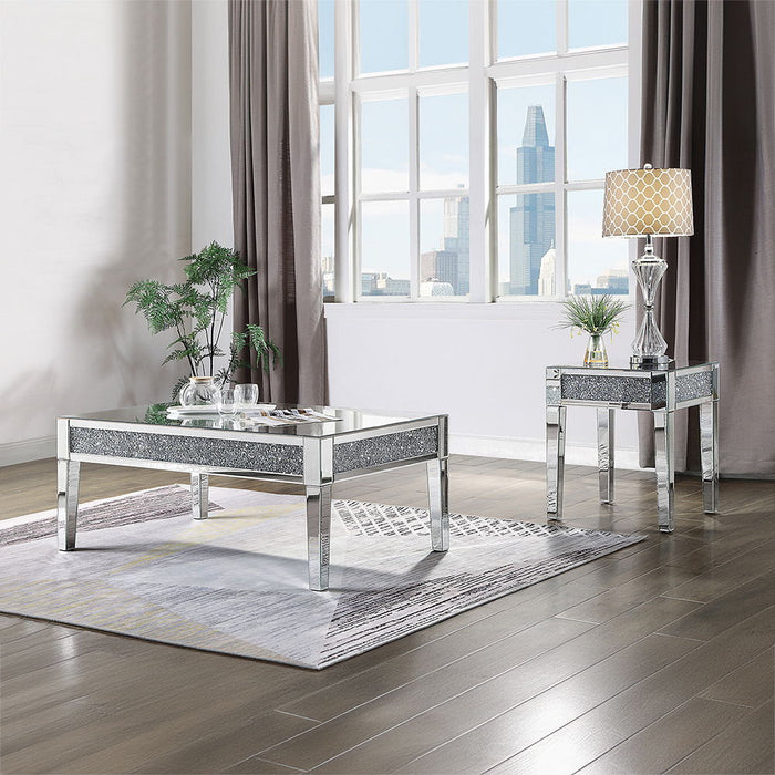 Noralie - 20" End Table - Mirrored & Faux Diamonds