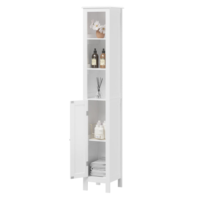Slim Tall Bathroom Storage Cabinet With Adjustable Shelves, Anti Tip Freestanding Cabinet - White