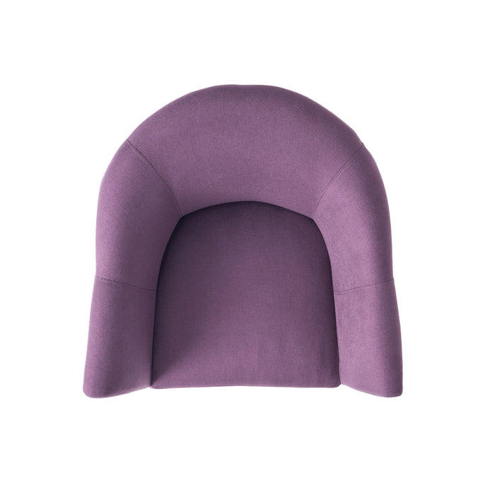 Fabric Arm Chair With Wooden Legs And Cushioned Seat - Plum