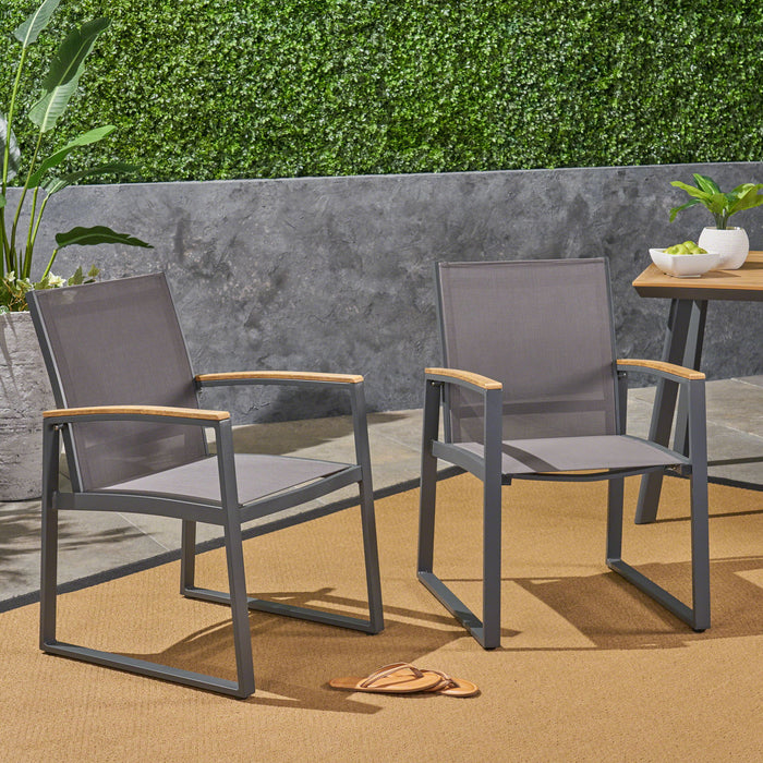 Aresha - Metal Outdoor Dining Armchair (Set of 2) - Gray