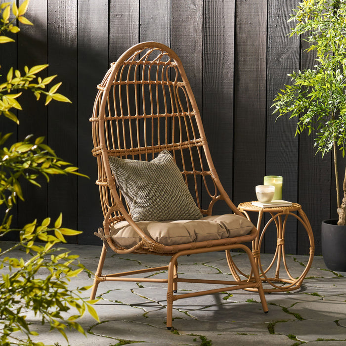 Outdoor Accent Chair With Basket Shape - Light Brown
