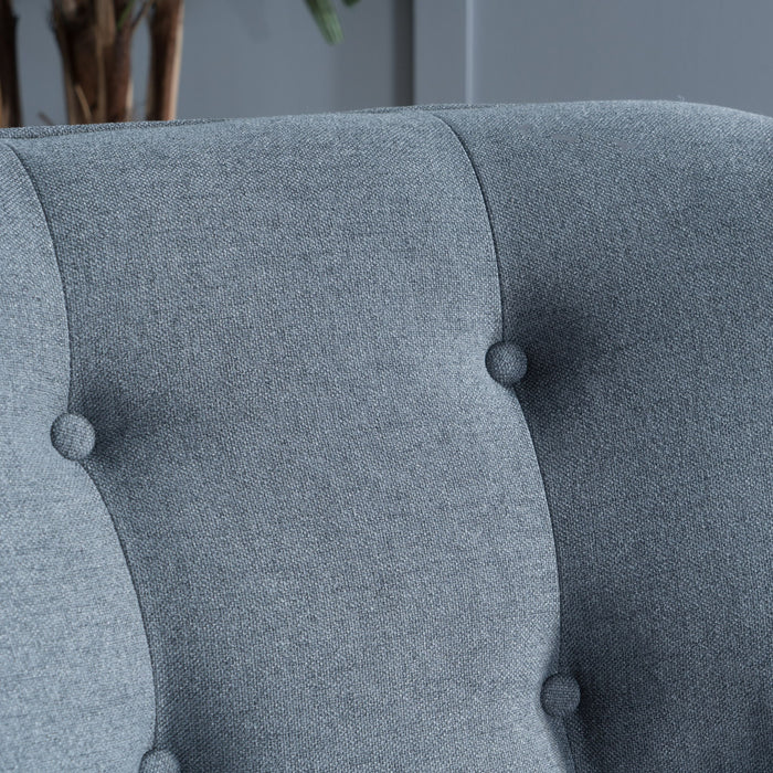 Modern Arm Chair With Tufted Back And Wooden Legs