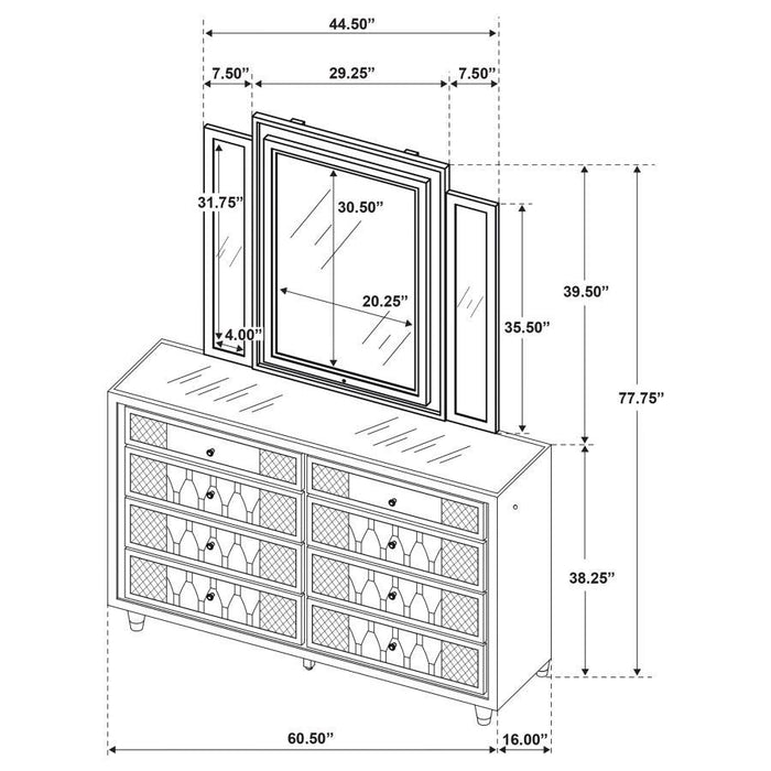 Lorient - 8-Drawer LED Bedroom Dresser Cabinet
