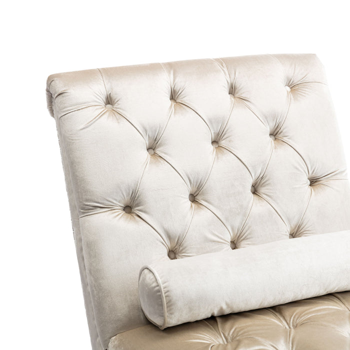 Velvet Chaise Lounge Indoor, Button Tufted Upholstered Chaise Lounge Chair With Pillow