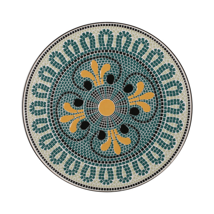 Outdoor Side Table With Tile Mosaic Table Top - Black