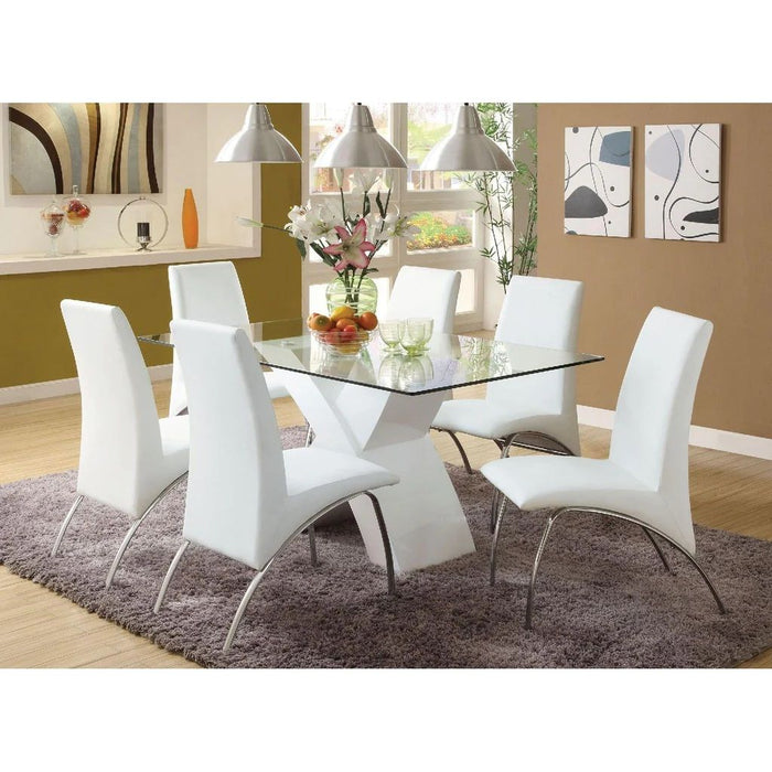 (Set of 2) Padded Leatherette Side Chairs In White And Chrome