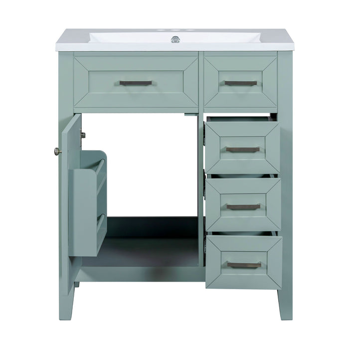 30" Bathroom Vanity With Sink Combo, Bathroom Cabinet With Drawers - Green