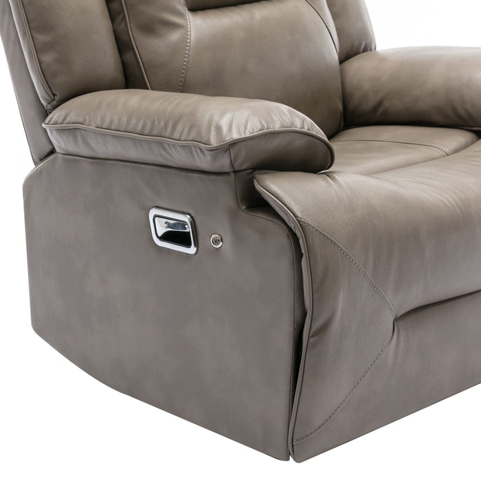 3 Seater Home Theater Recliner Manual Recliner Chair With A LED Light Strip Two Built-In Cup Holders For Living Room