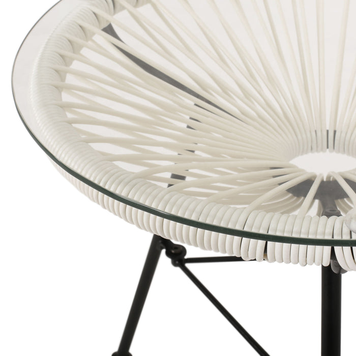 Nusa - Modern Rattan Side Table With Tempered Glass Top