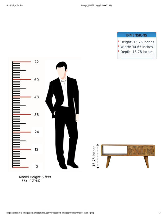 Pineapple Carve Sliding Media Unit - Oak