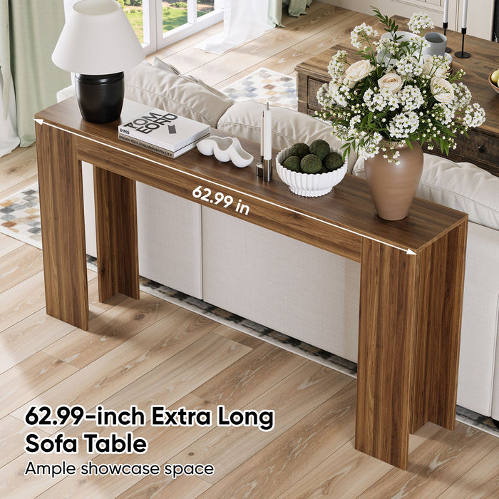 Farmhouse Style Extra Long Walnut Console Table