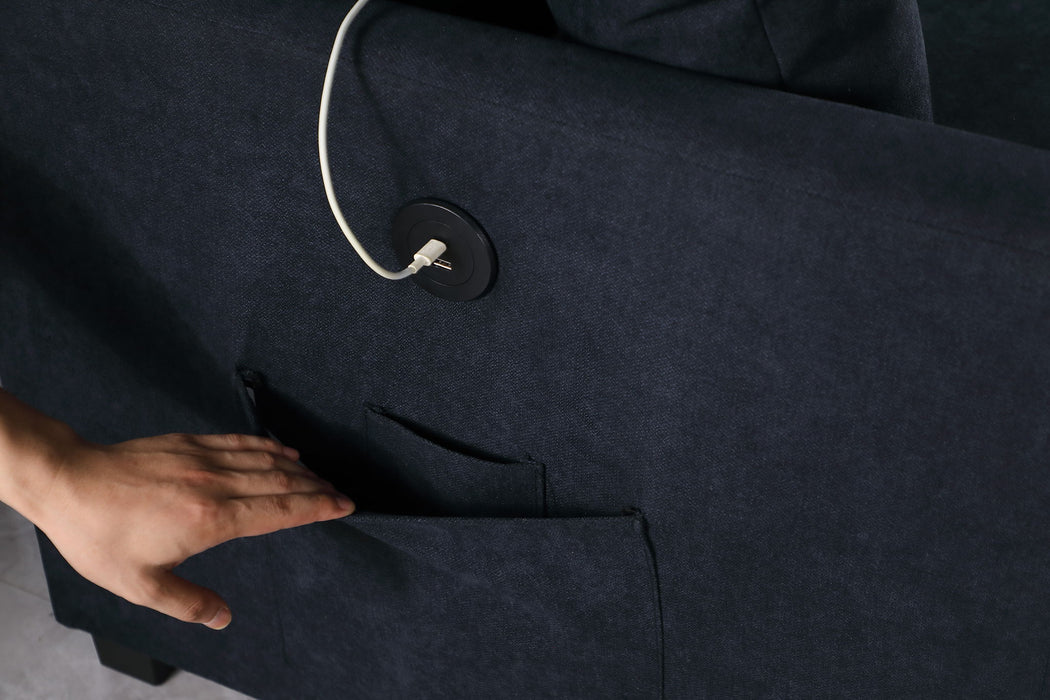 Sectional Sofa Bed L Shaped Sofa Couch Bed With USB Port, Reversible Chaise With Storage