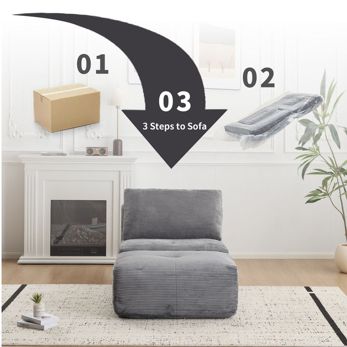 Single Chaise Longue With Movable Ottoman For Living Room