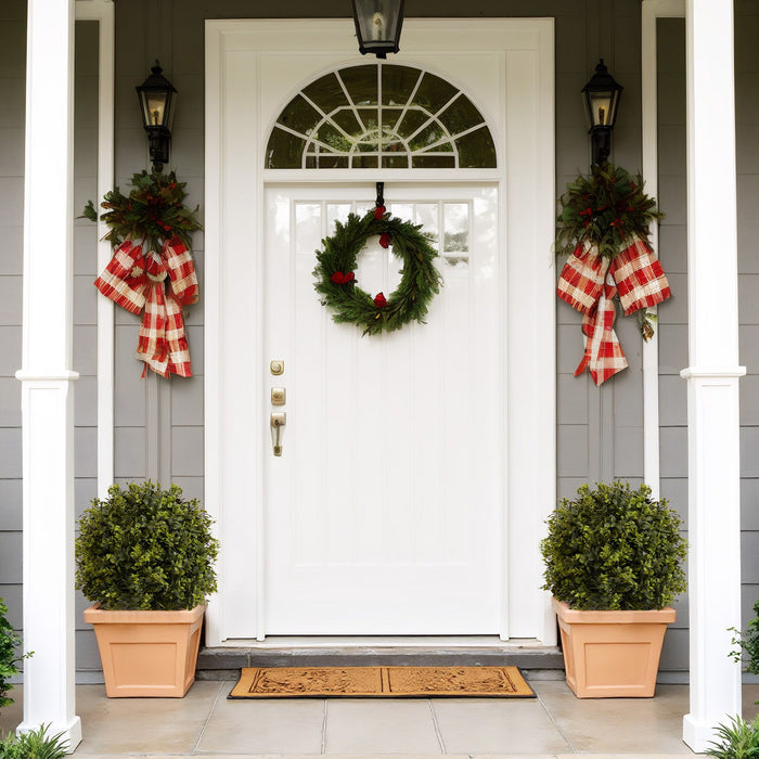 Artificial Ball Topiary Tree Decoration In Pot (Set of 2) - Green