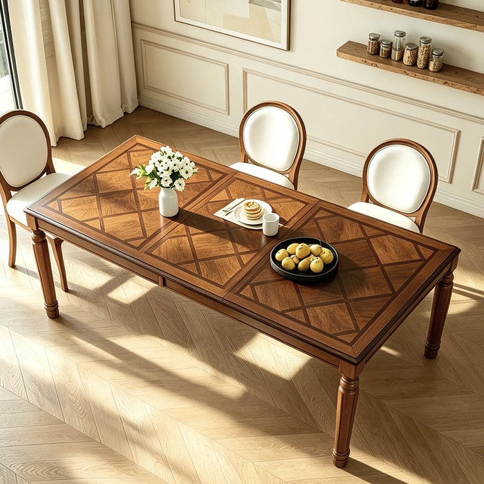 Rectangular Dining Table With Framed Top And Turned Legs - Walnut