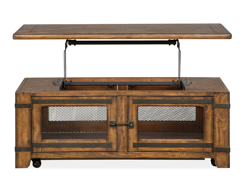 Chesterfield - Top Storage Cocktail Table With Casters - Farmhouse Timber