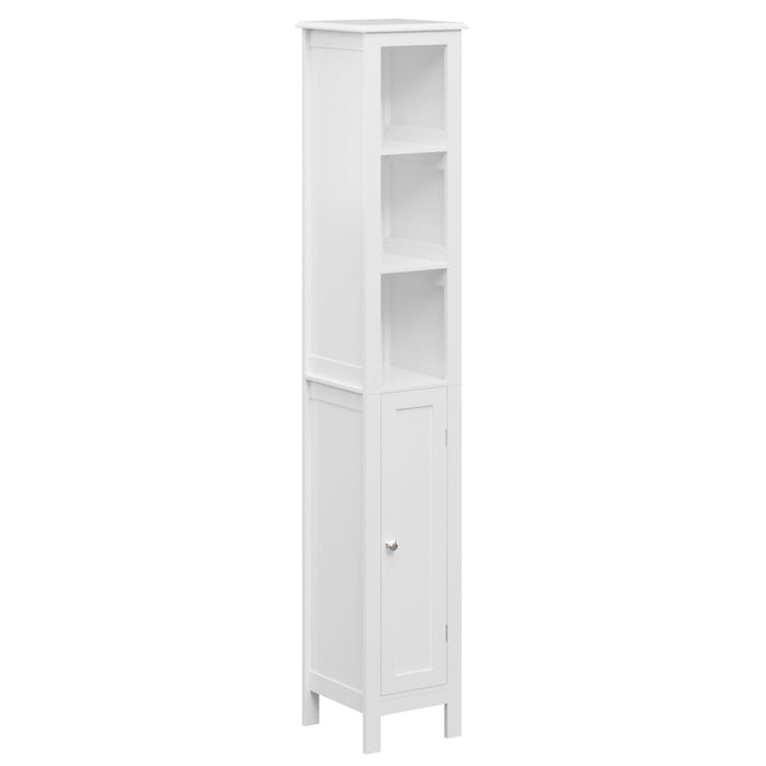 Slim Tall Bathroom Storage Cabinet With Adjustable Shelves, Anti Tip Freestanding Cabinet - White