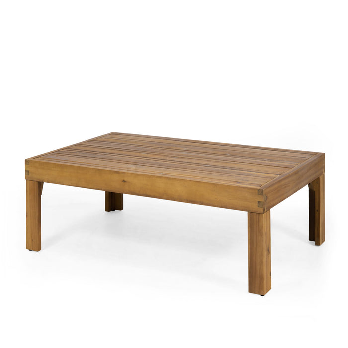 Outdoor 4 Seater Acacia Wood Chat Set With Wicker Accents And Cushions - Teak / Mixed Brown / Beige