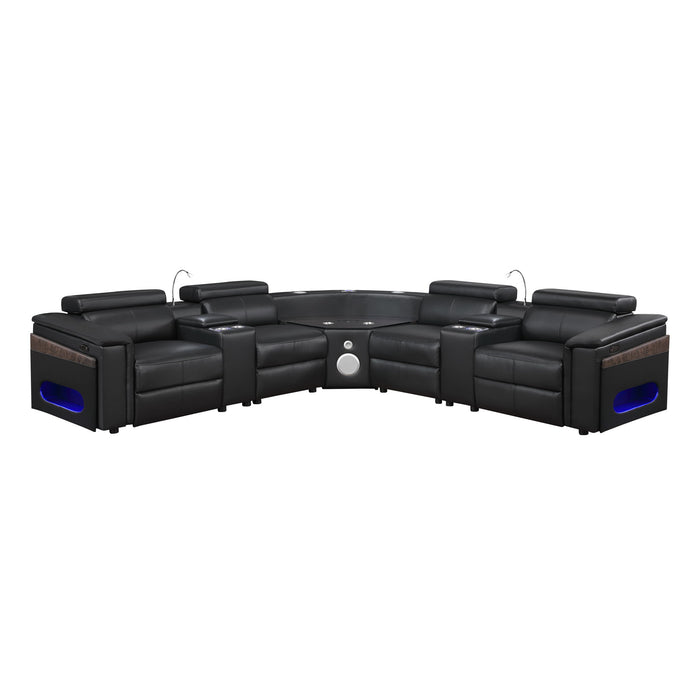Nova - Sectional With Bluetooth Speaker, LED And Lifting Wine Cabinet