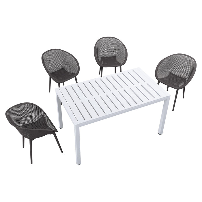 4 Pack Lounge Chair Set With Long Table